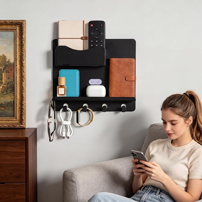 Bedside Shelf Wall Mount, Adhesive Bedside Shelf Accessories Organizer - Image 2