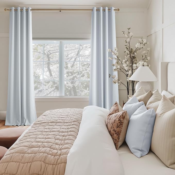 NICETOWN Room Darkening Draperies Curtains Panels, 2 Panels Greyish White W52 x - Image 8