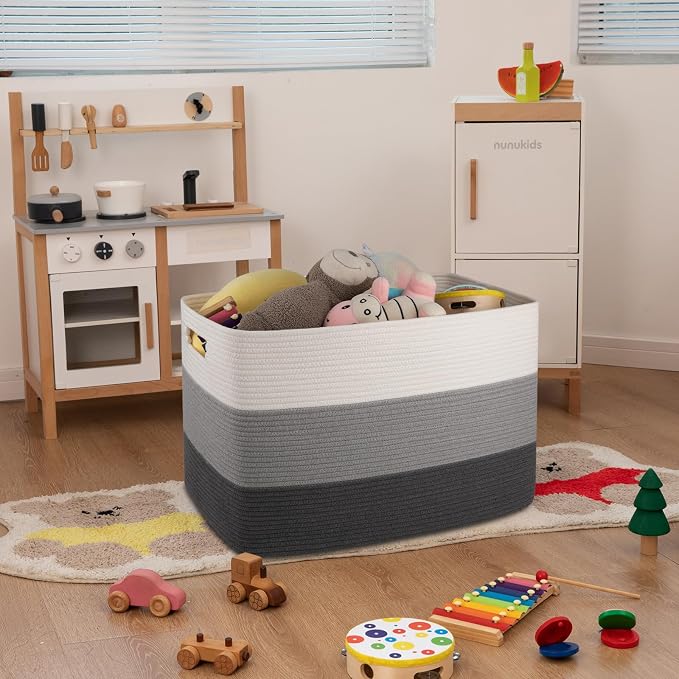 OIAHOMY 108L Extra Large Blanket Basket Dog Toy Basket radient Dark Grey | - Image 2