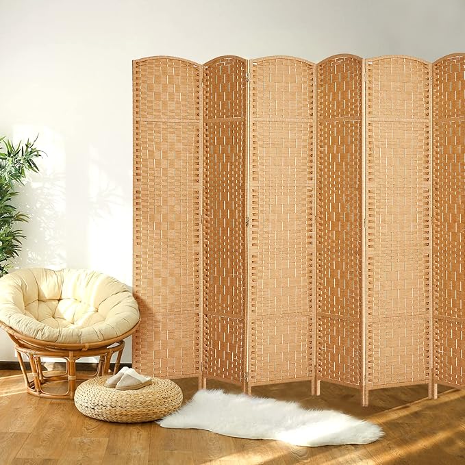 RHF Room Divider Panel, 6 Panel Partition Room Dividers Screen, Light Beige | - Image 2