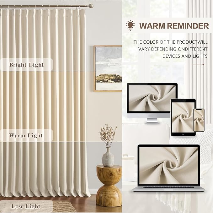 100 Inch Long Pleated Curtains 2 Panels, Memory Trained Pinch Pleat Window - Image 7