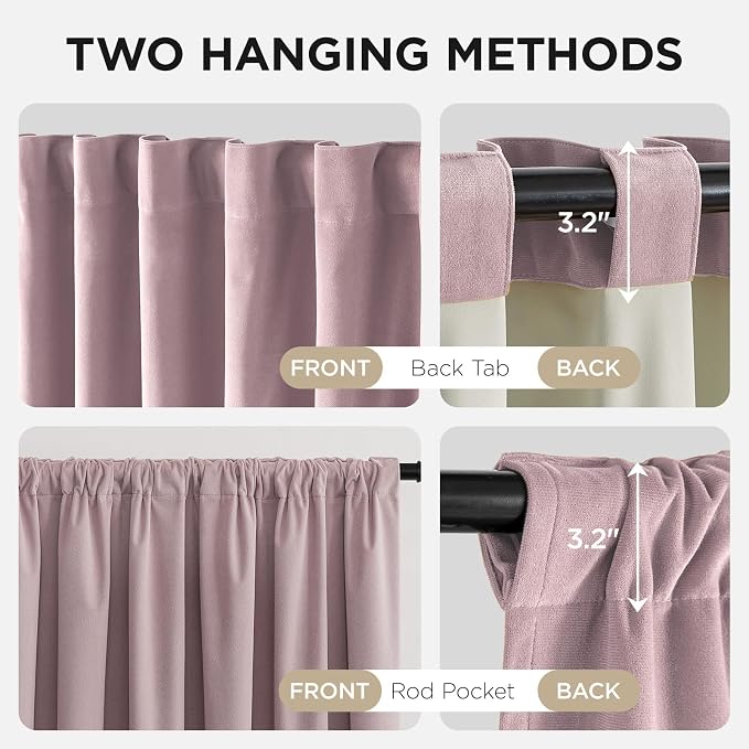 Joydeco 100% Blackout Curtains Velvet Black Out Curtain 102 Inch Drapes | - Image 3