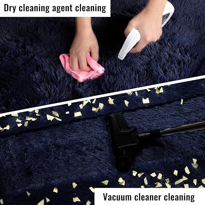 Navy Blue Rug 3x5, Fluffy Dark Blue Rugs - Image 8