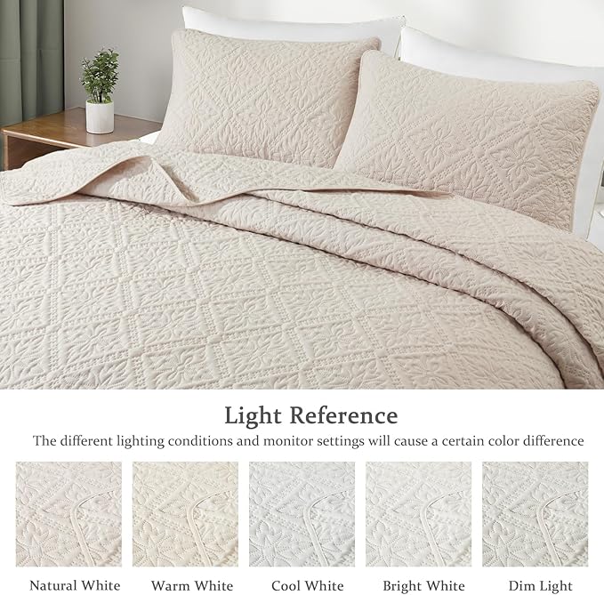Exclusivo Mezcla California King Quilt Set, Brich Beige | Lightweight Soft - Image 3