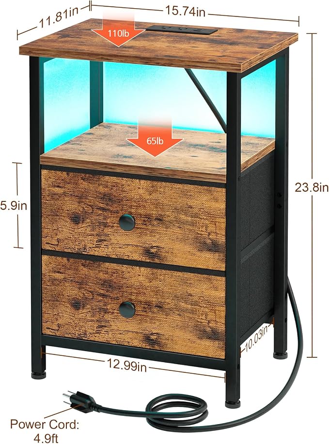 Night Stand, LED Nightstand - Image 7