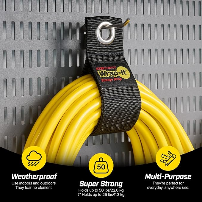 Heavy-Duty Wrap-It Storage Straps (Assorted 6 Pack) - Garage Storage Extension Cord Organizer, Cable Straps for RV Accessories