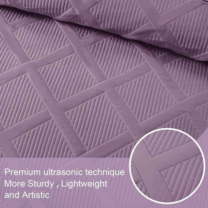 Exclusivo Mezcla Twin Size Quilt Set, Dusty Lavender | Soft Bedspreads - Image 4