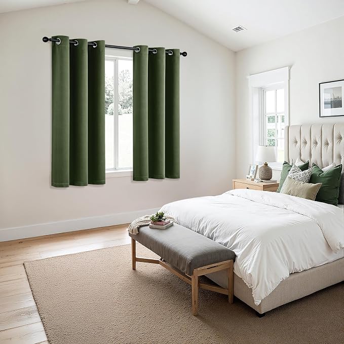 MIULEE Blackout Curtains for Bedroom 2 Panels 40 x 54 Inch Long Olive Green | - Image 6