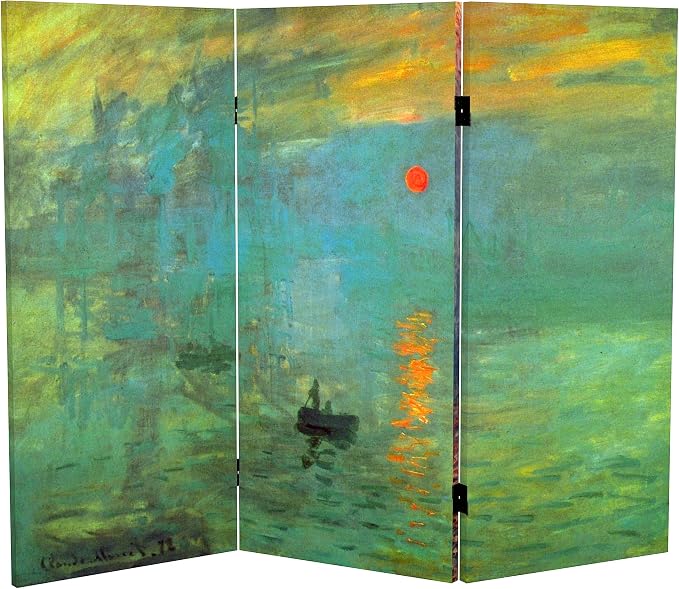Red Lantern Double Sided Works of Monet Canvas Folding Screen by RedLantern