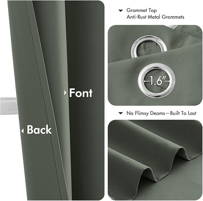 MIULEE Blackout Curtains for Bedroom 2 Panel 40 x 84 Inch Long Dark Mallard | - Image 4