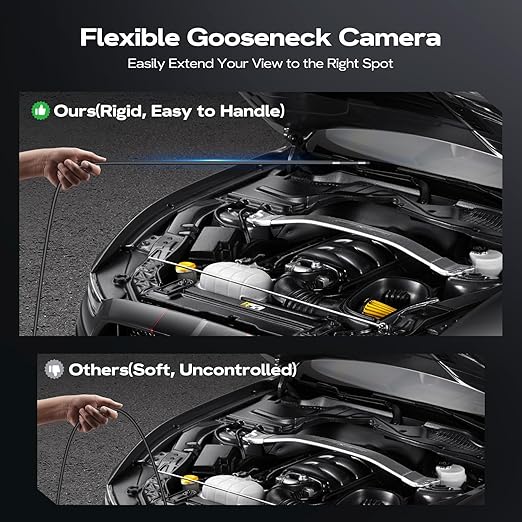 Two-Way Articulating Borescope Camera with Light: Industrial Endoscope Inspection Snake Camera - Flexible Bore Scope Cam with 0.33in Articulated Probe for Mechanic Automotive Engine Wall - 5.5FT