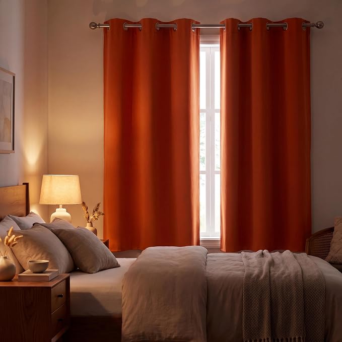 Diraysid Orange Grommet Blackout Curtains - Image 4