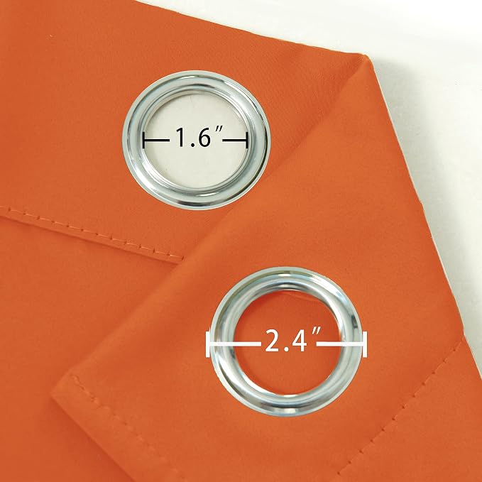Orange Blackout Curtains 42 x 63 Inch Length/Set of 2 Curtain Panels/Thermal - Image 4