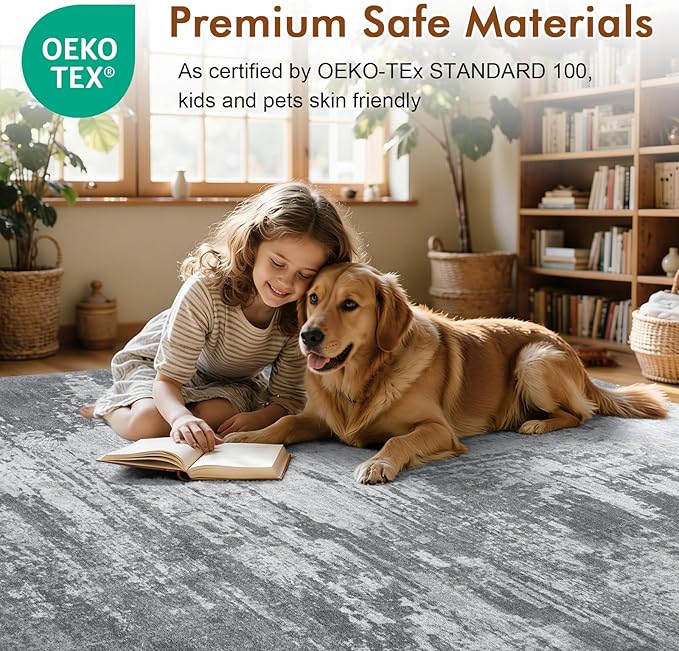 5x7 Ft Area Rugs for Living Room, Soft Non-Slip Washable Rugs Modern Abstract - Image 4