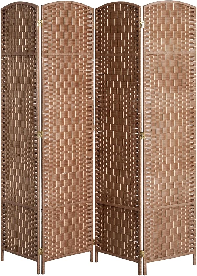 HOMCOM Room Divider 4-Panel, 6FT-Tall Folding Privacy Screen, Natural | by HOMCOM