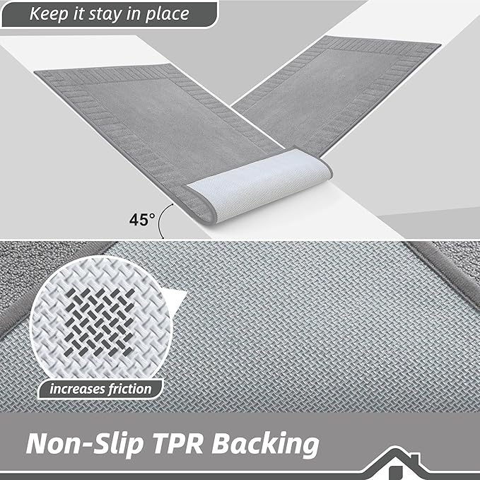 BEQHAUSE Door-Mat Non-Slip Front Doormat Low-Profile Entrance Mats for Front Door Entry Resist Dirt Washable Doormat Absorbent Entryway Door Mat,Light Grey,32"x48"