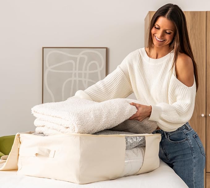Soft Canvas Storage Bags with Zipper. Thick Breathable - Image 2
