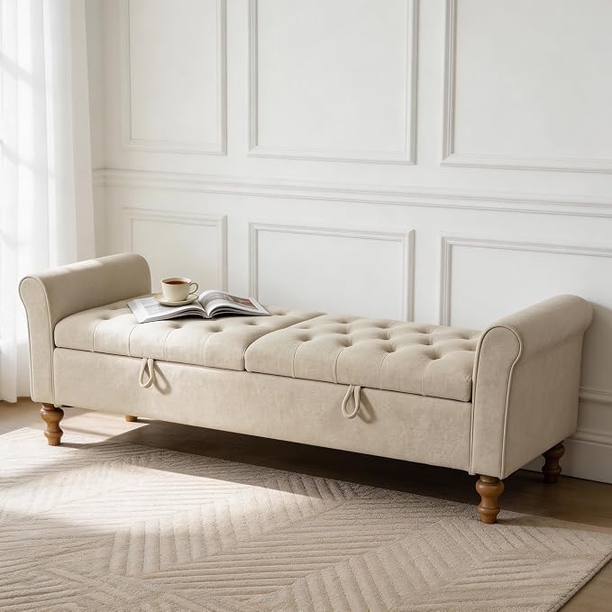Aoiy & Wifon 65.7" W Large Storage Ottoman Bench, King Size End of Bed Storage by AoiyWifon