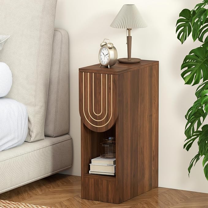 weselon Narrow Nightstand, Mid-Century Modern Bedside Table by WelcometoFurnitureSalon