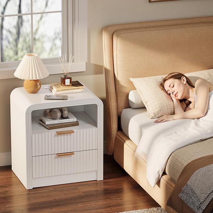 Decofy Fluted 2-Drawer Nightstand Set of 2 - Image 8