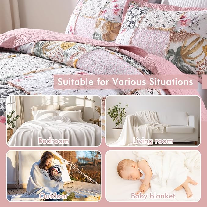 Etwel 100% Cotton Patchwork Queen Size Quilt Set - Image 6