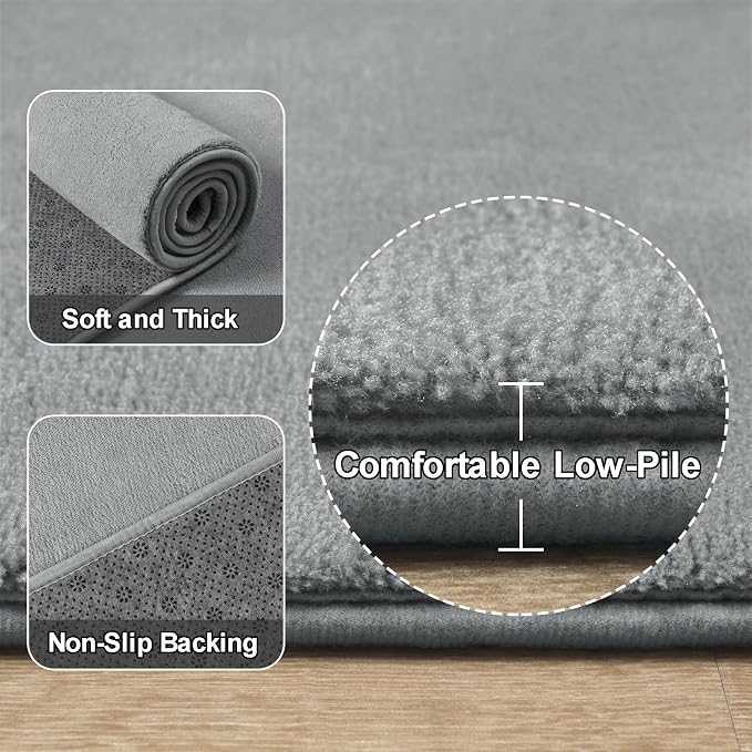 Grey Round Area Rugs 4ft Circle Rugs - Image 3