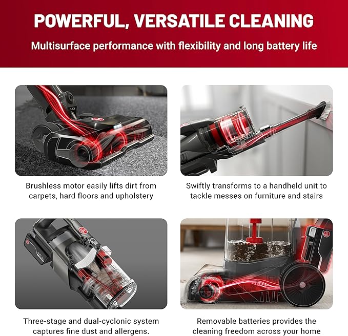 Hoover ONEPWR WindTunnel Emerge Pet+ Cordless Stick Vacuum Cleaner, Lightweight Stick Vac, Powerful and Quiet Cleaning, Self Standing, No Wall Mount Required, Cordless Vacuum Cleaners for Home Use