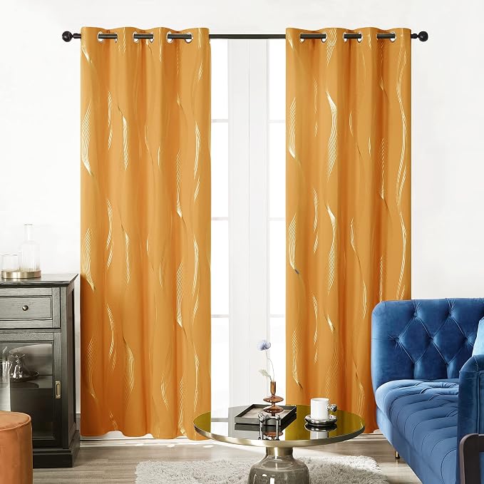 Deconovo Curtains for Living Room, Pattern Blackout Curtains 54 Inches Long | - Image 2