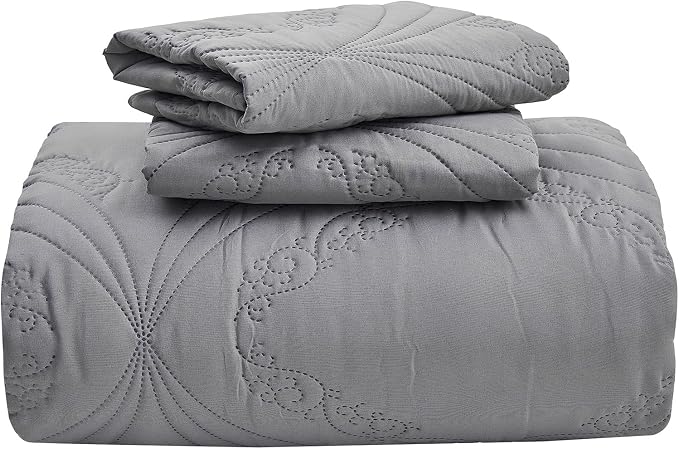 Kingnex Oversized King Bedspreads 128x120 Ultrasonic Quilted Grey | Extra Wide - Image 6