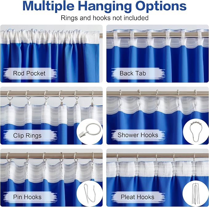 Royal Blue Curtains Room Darkening Curtains，Rod Pocket and Back Tab Thermal - Image 3