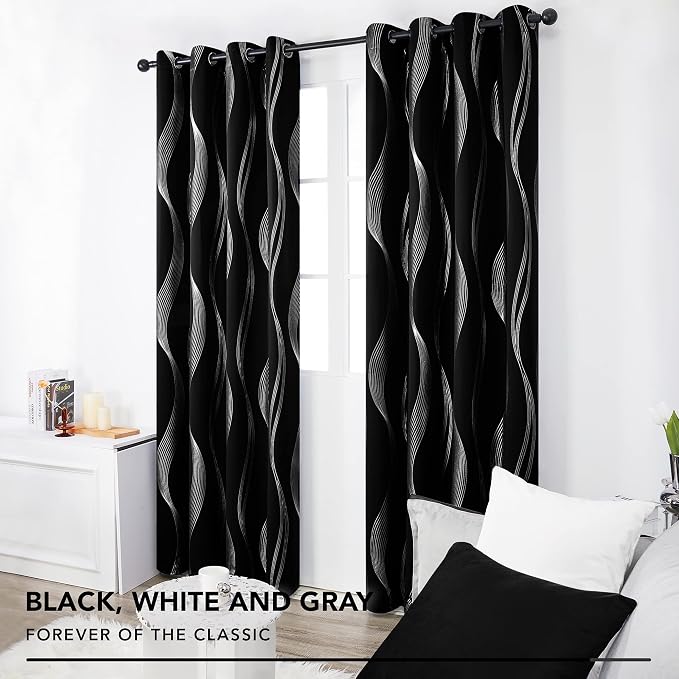 Deconovo Curtains for Living Room, Pattern Blackout Curtains 45 Inches Long | - Image 5