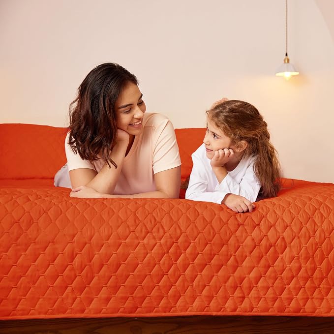 Exclusivo Mezcla Reversible California King Quilt Set, Burnt Orange | - Image 3
