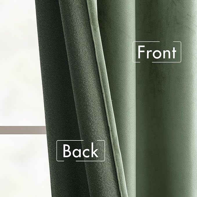 MIULEE Sage Green Velvet Curtains 52x108 inches Luxury Blackout Curtains | - Image 6