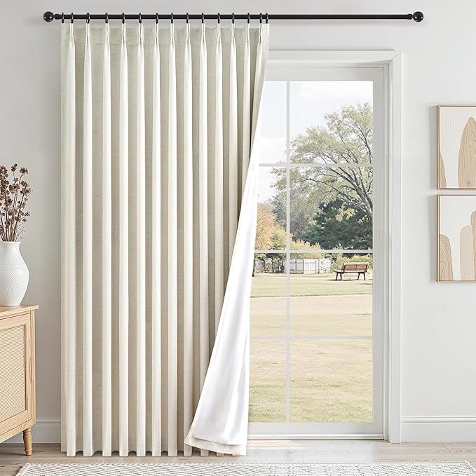 Topfinel 105 Inch Birch Blackout Curtains1 Panel, Autumn Double Layer Linen by Topfinel