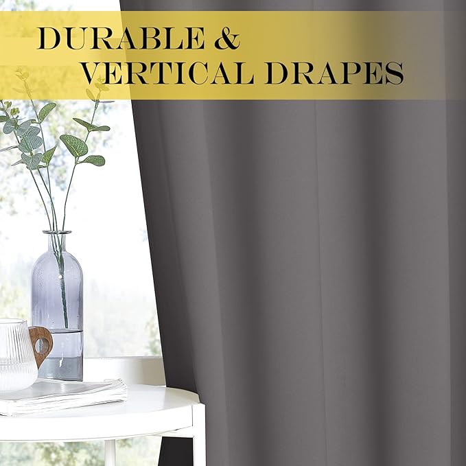 NICETOWN Blackout Grey Curtain 72 inch Length, Grommet Room Darkening Thermal - Image 5