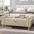 Apicizon 51” Bench with Storage, Faux Leather Ottoman Bench with Rolled Arm & by APICIZON