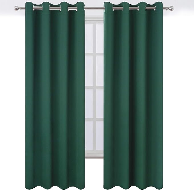 Dark Green Thermal Blackout Curtains/52 x 95 Inch/Set of 2 Panels Room - Image 2