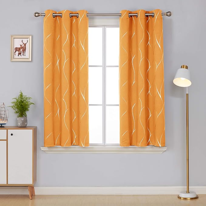 Deconovo Print Blackout Curtains, Wave Pattern Grommet Room Darkening Window - Image 2
