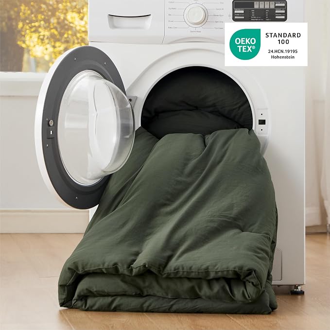 Bedsure Super King Comforter Set, Dark Green Soft Prewashed Bedding - Image 5