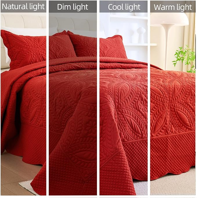 Cmfshape Oversize King Bedspread 128"x120", 3 Piece California King Quilt - Image 4