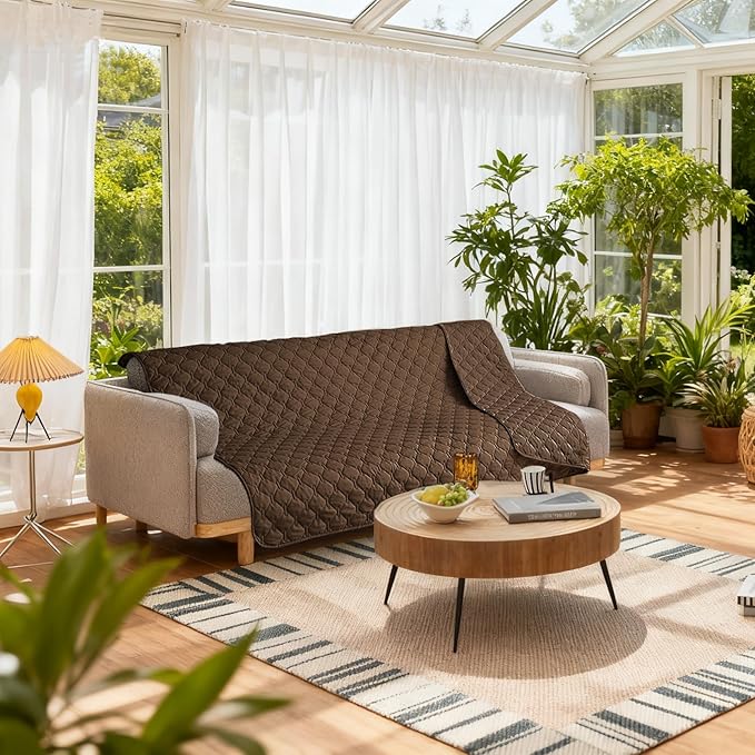 gogobunny 3X Stronger Waterproof Pet Blanket, Scratch Proof Furniture Protector for Dogs Cats, Reversible Cover 82x82 Inch, Dark Chocolate