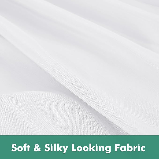 Biscaynebay Wrap Around Bed Skirts with Split Corners for Full Beds 25" Drop, White Adjustable Elastic Dust Ruffles Easy Fit Wrinkle & Fade Resistant Silky Luxurious Fabric Machine Washable