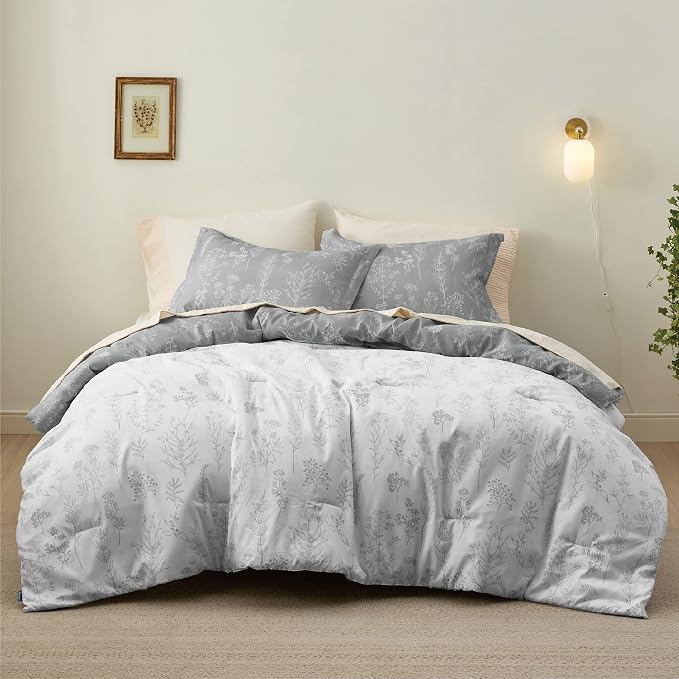 Bedsure Light Grey California King Comforter Set - Image 4