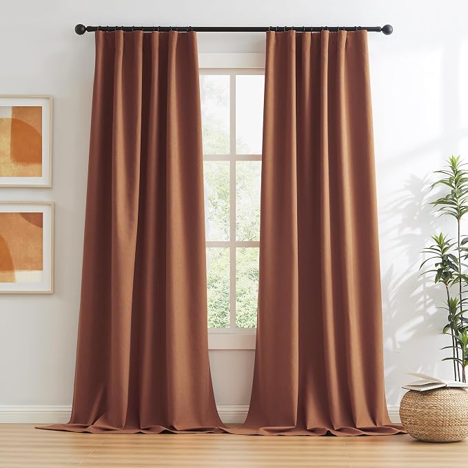 Rust Red Colored Blackout Curtains Linen 72 Inch Length - Image 2