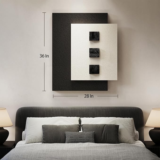 Cuspin Large 3D Wood Wall Art for Living Room, Minimalist Black and White - Image 6