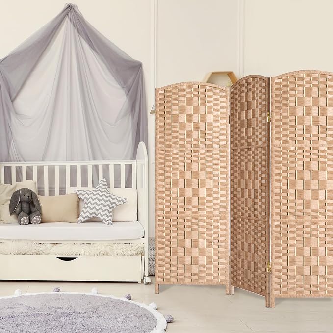 HALLYBEE Short Room Divider, Small Folding Privacy Screens, 3 Panel Natural | - Image 7