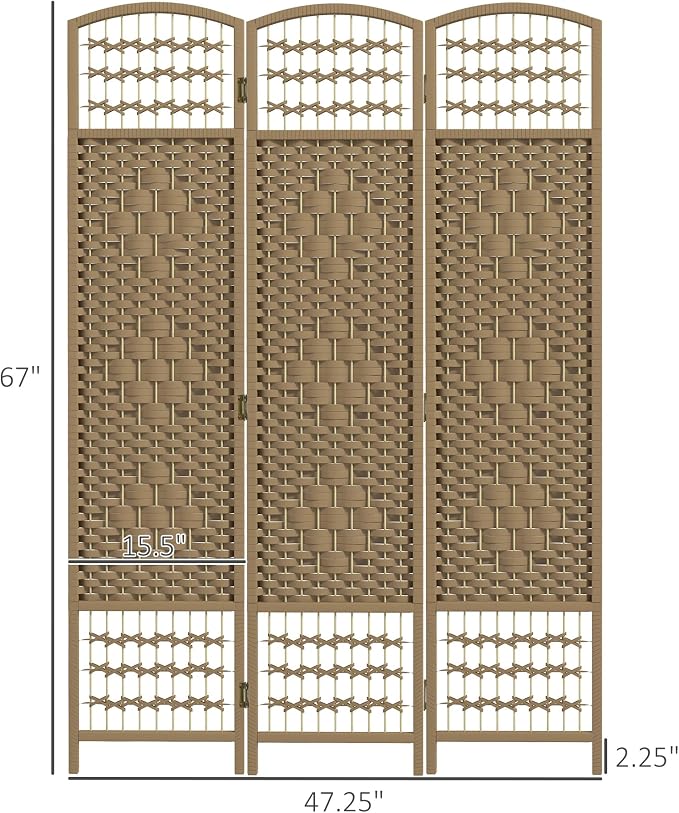 HOMCOM 3 Panel Room Divider, Folding Privacy Screen, Natural | Room Separator - Image 7