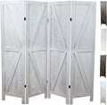 Premium Home 4-Panel Room Divider – Rustic White Barn Door, K Pattern Folding by PremiumHomeDecor
