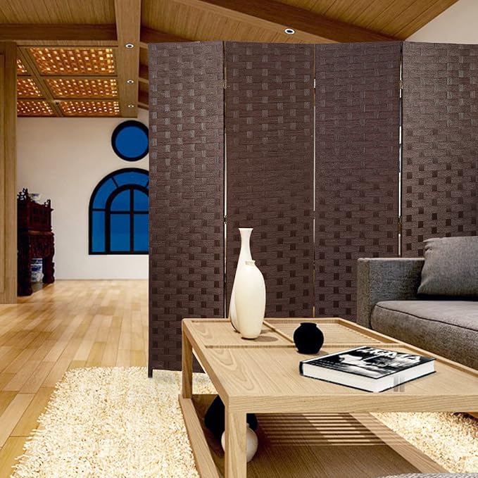 Room Divider, 4 Panels 6FT Folding Privacy Screen Room Divider | Wall Wood Mesh - Image 5