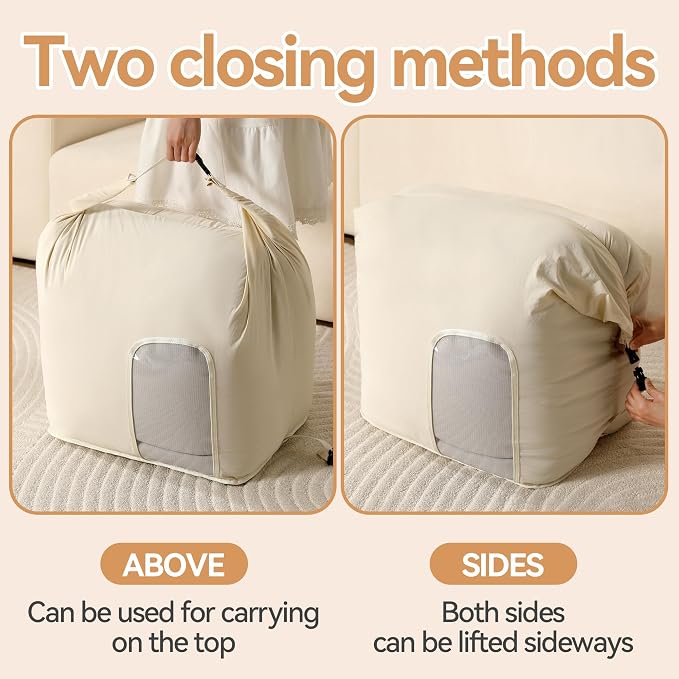 2-Pack Roll Top Comforter Storage Bag, Blanket Storage Bags | Taslon Fabric - Image 4